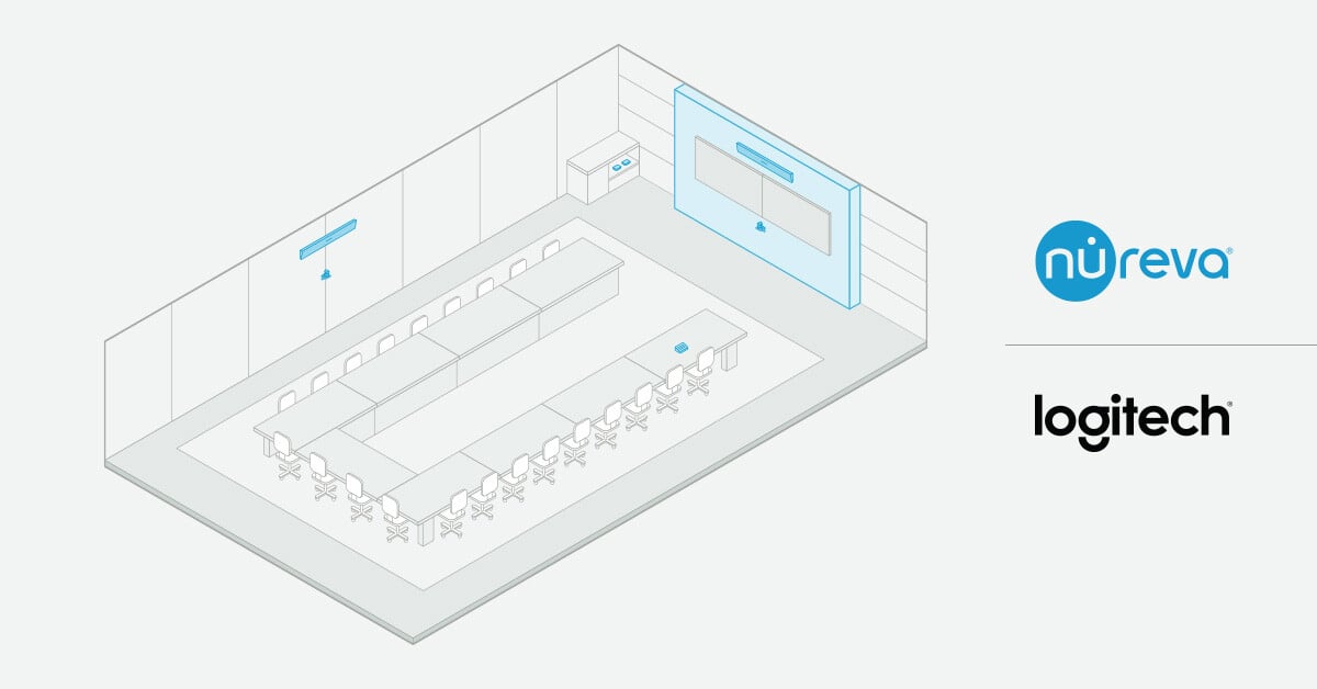Nureva and Logitech extra-large boardroom