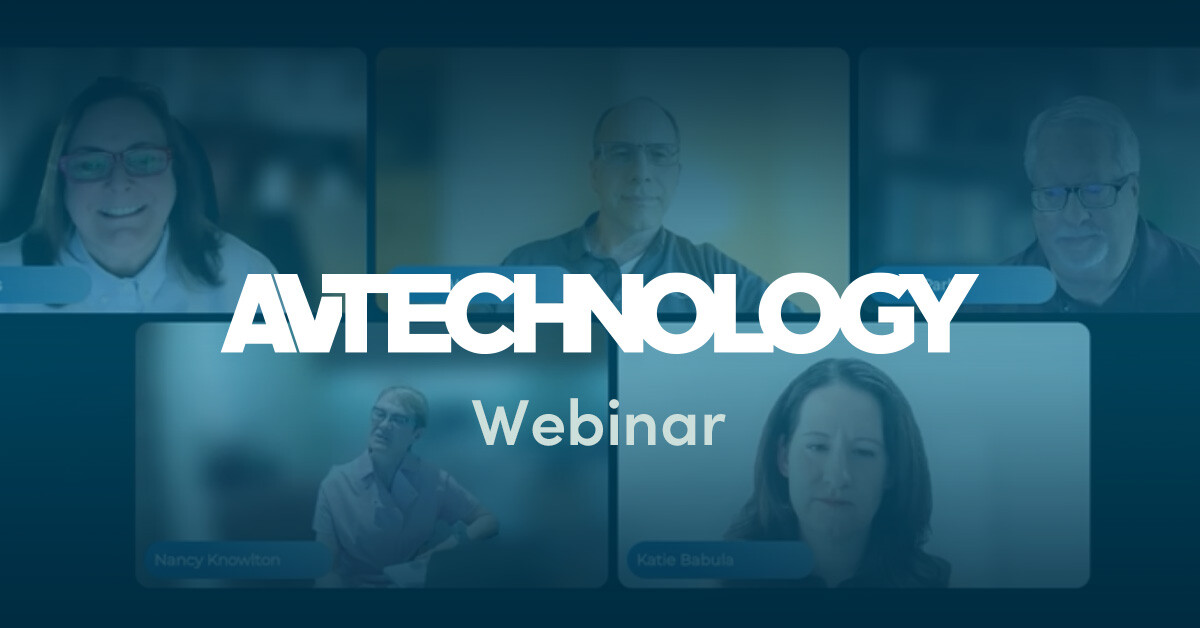 Five webinar participants alongside the AV Technology logo.